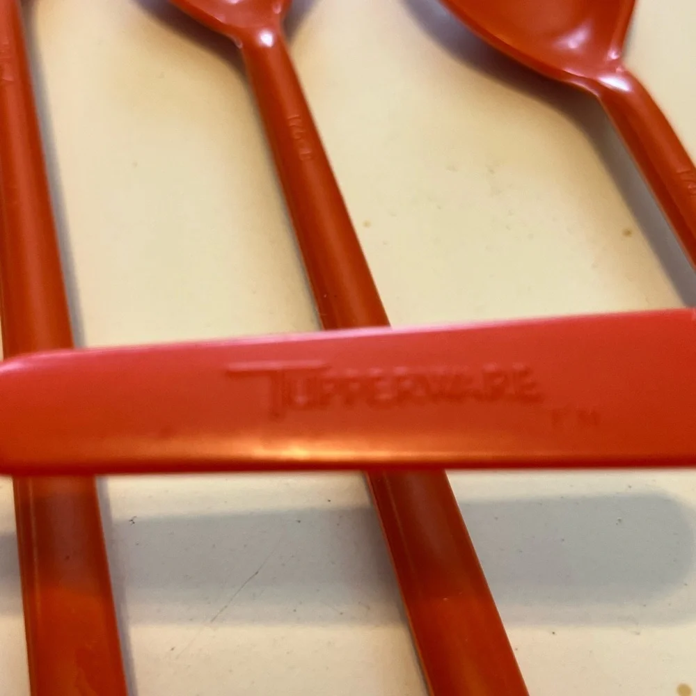 VINTAGE TUPPERWARE 1960 LOT OF 5 FORK O SPOON SPORKS ICED TEA‎ STIRS 8” ORANGE